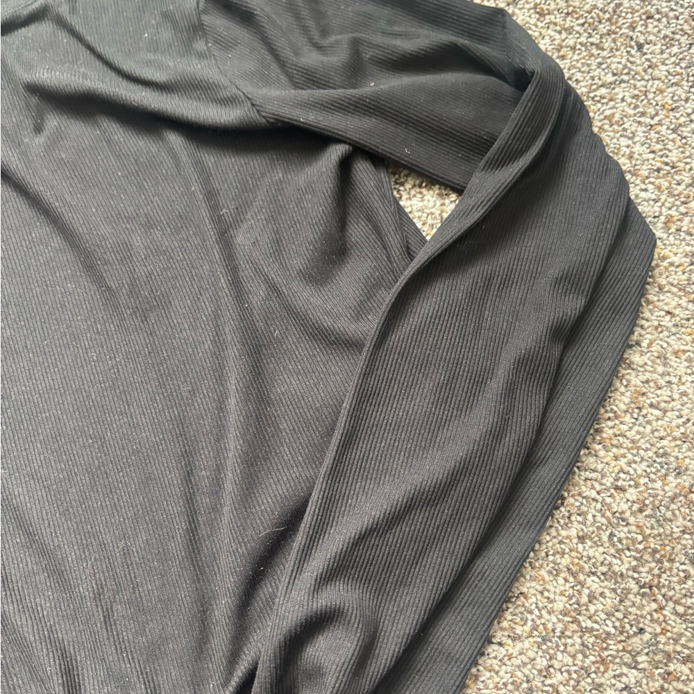 Wild Fable Black Ribbed Top ribbed long sleeve crop tee y2k large - Picture 4 of 5